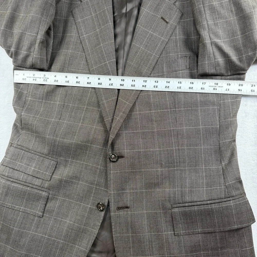 Polo Ralph Lauren Blazer Sport Coat Men's 40S Plaid Windowpane Italy Brown Cream